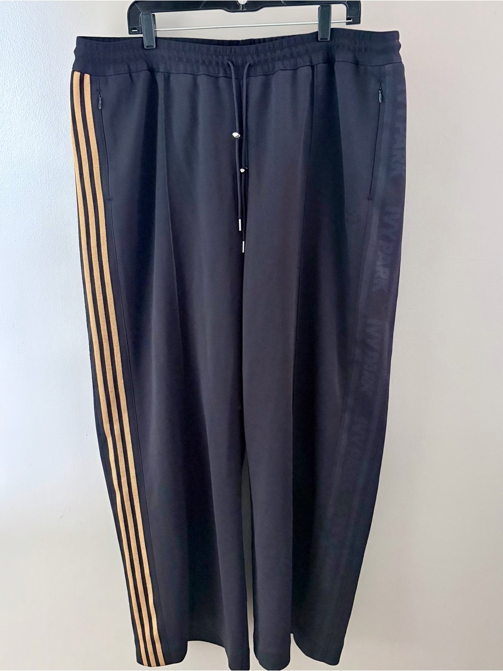 Adidas x Ivy Park Black Gold Wide Leg Track Pants 2XL